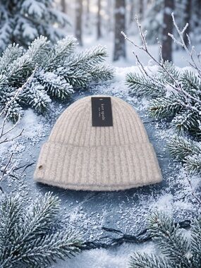 Kate Spade ♠️ Tinsel Knit Beanie in English Rose Winter Hat Pink Metallic NWT